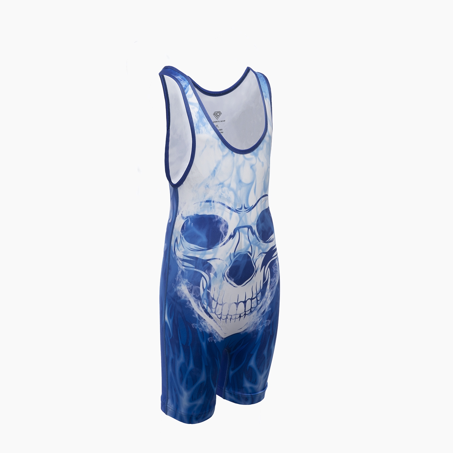 Wrestling Singlet by KO Sports Gear SILVER AND BLACK SKULL CLOSEOUT 