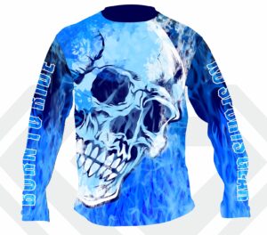 Motocross Jersey from KO Sports Gear - Blue Flaming Skull