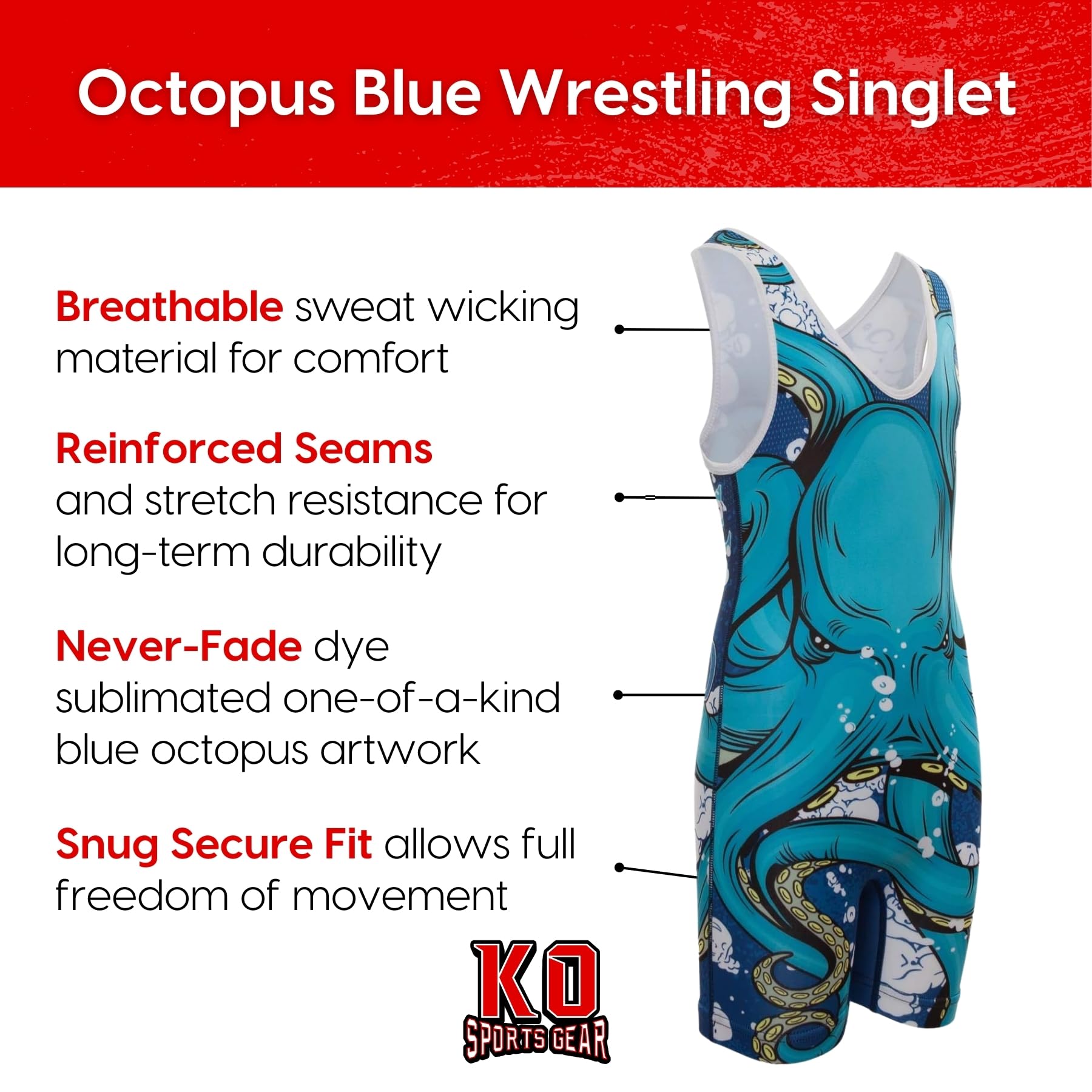 Wrestling Singlet by KO Sports Gear: OCTOPUS - Image 7