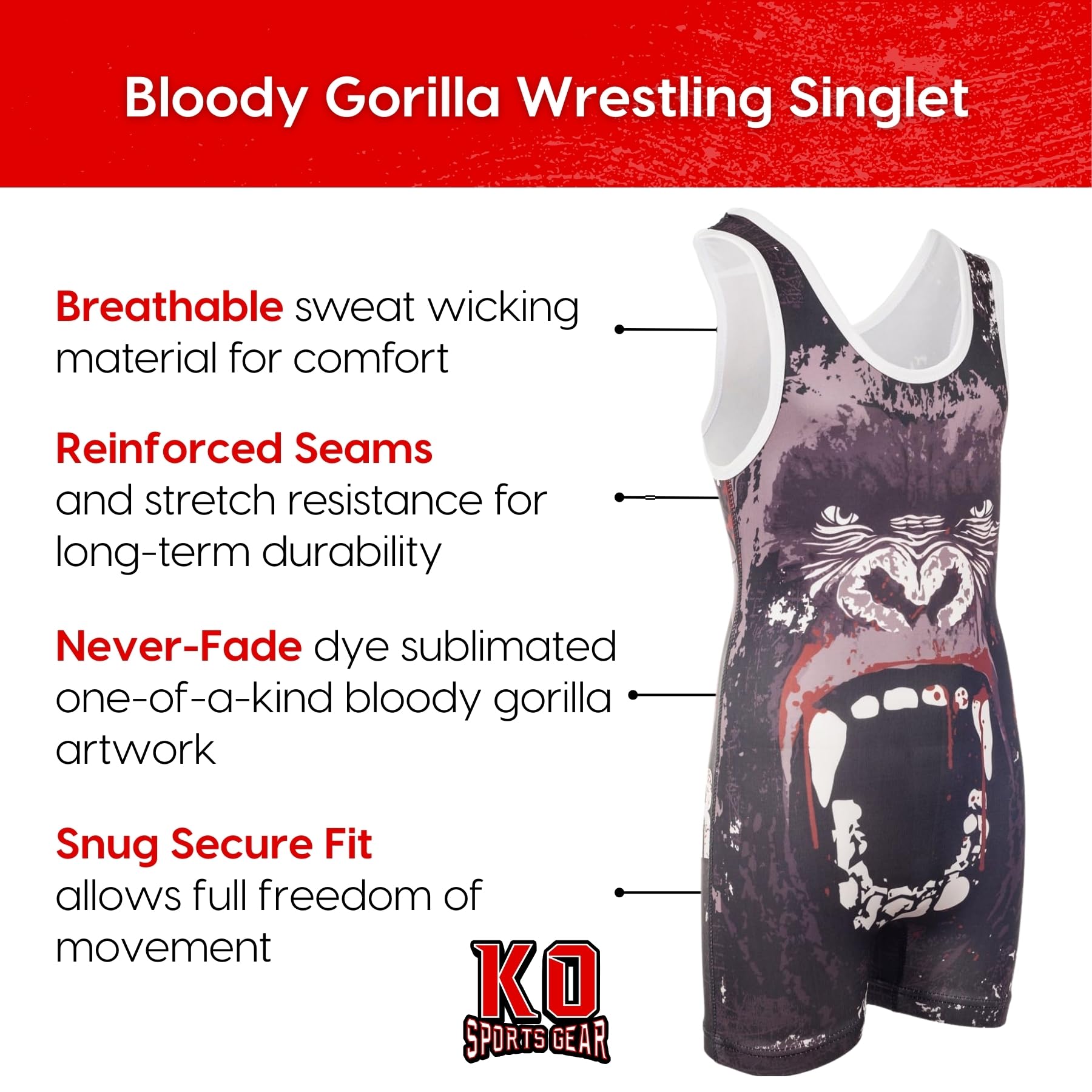 Wrestling Singlet by KO Sports Gear: BLOODY GORILLA - Image 5