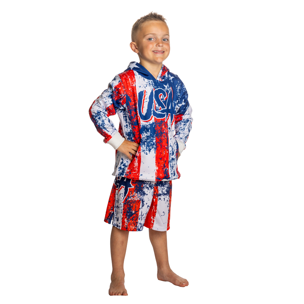 Pullover Hooded Sweatshirt By KO Sports Gear - USA-FLAG - Image 4