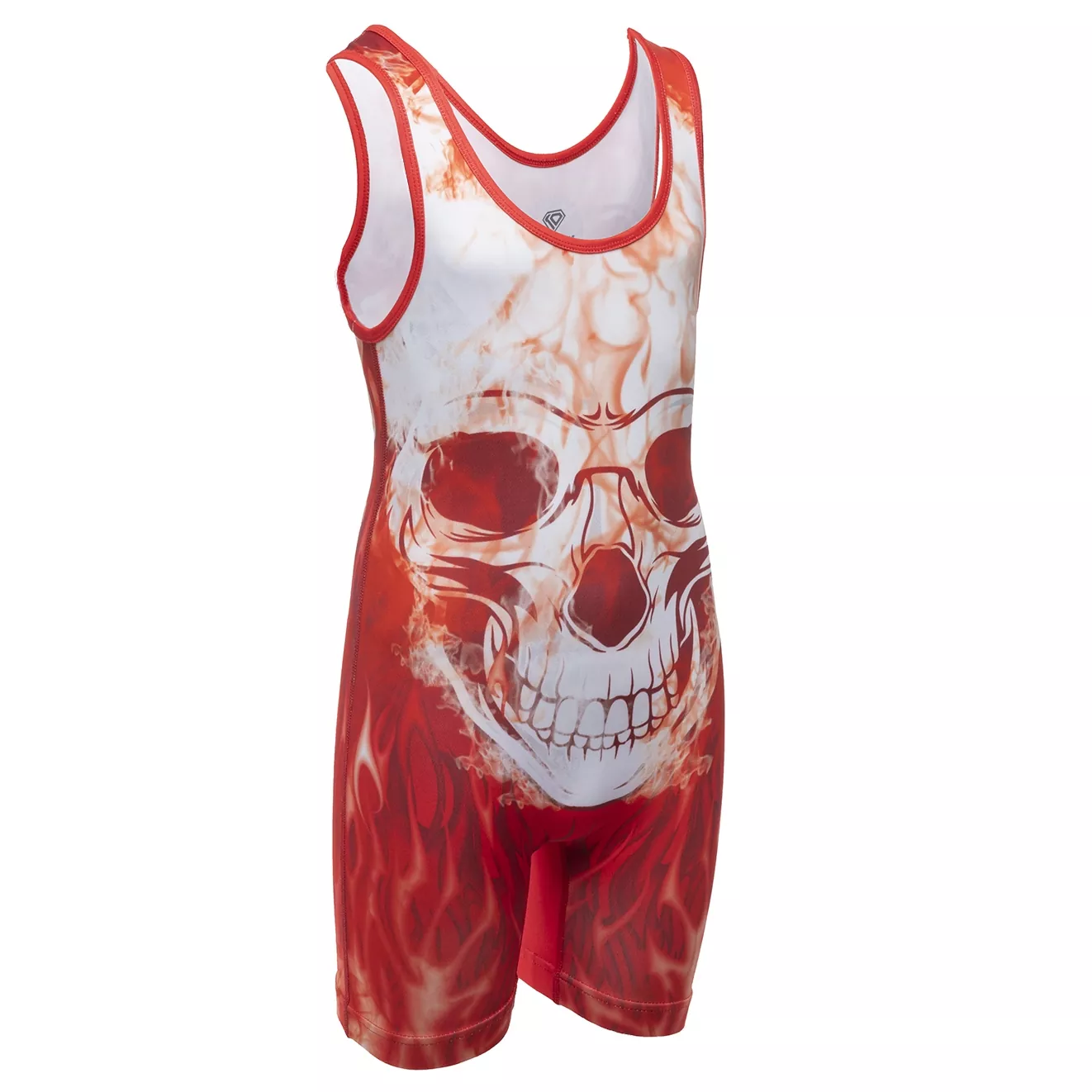 Red Flaming Skull Singlet by KO Sports Gear