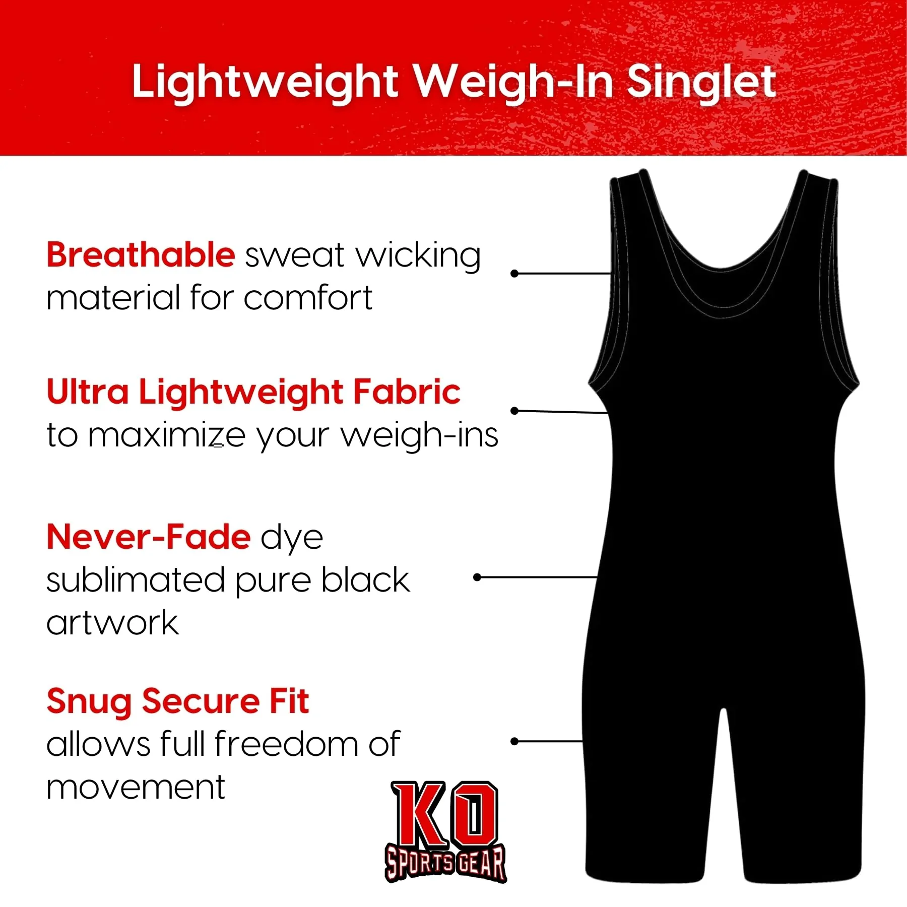 Wrestling Singlet by KO Sports Gear: ULTRA LIGHT "WEIGH IN" - Image 2