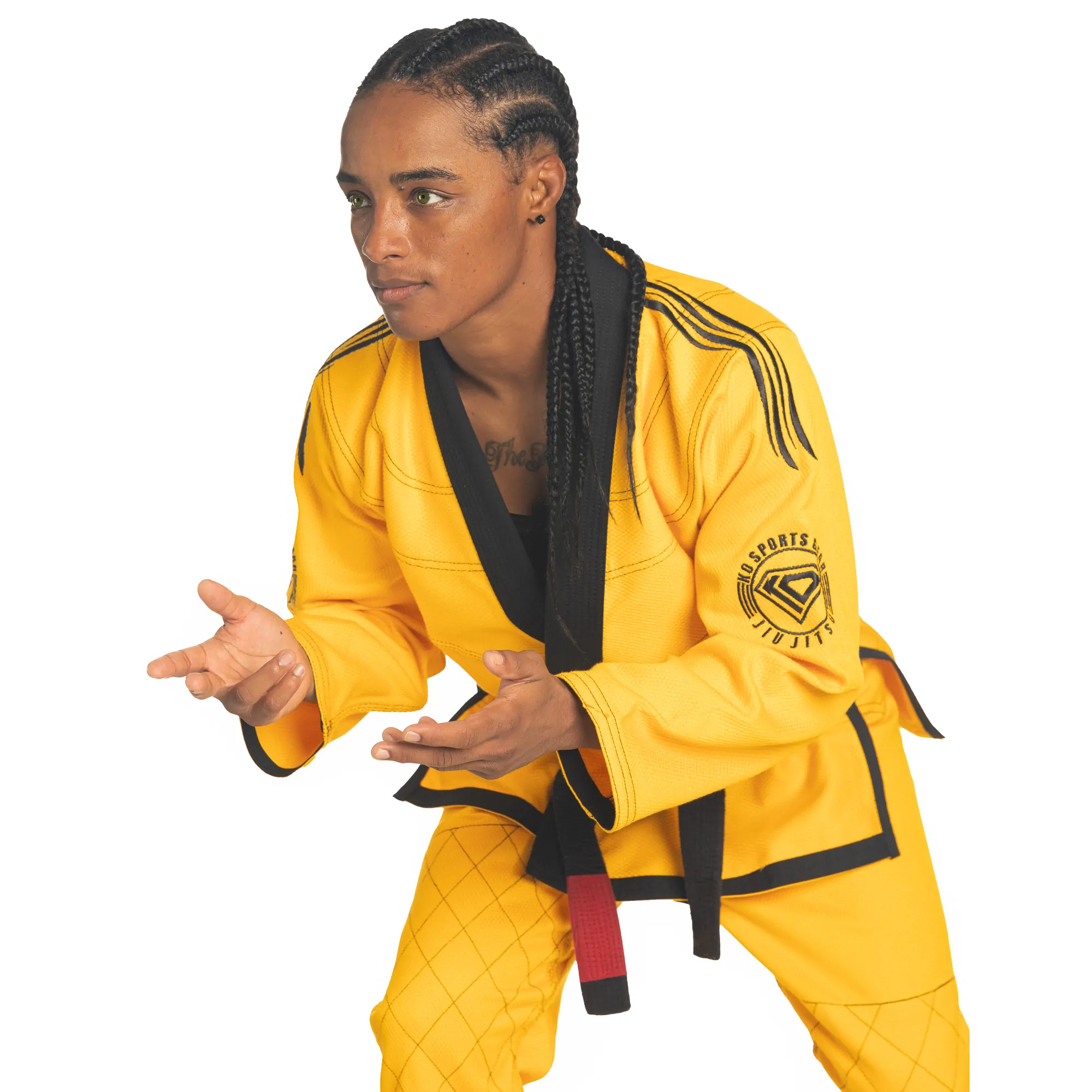 KO Sports Gear's Yellow Wave Adult Gi - BJJ Kimono and Pants - Pearl Weave - For Jiu Jitsu - Image 4