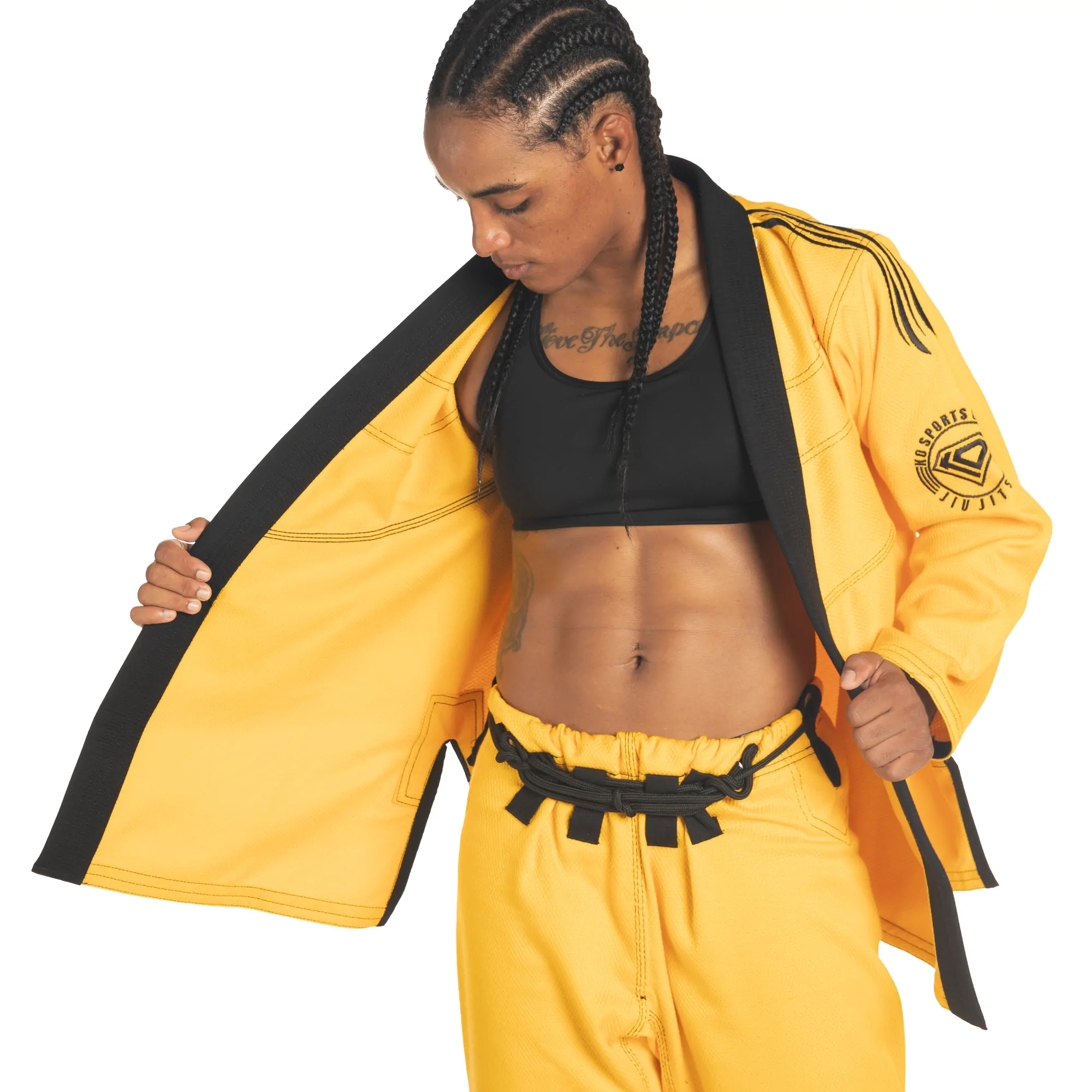 KO Sports Gear's Yellow Wave Adult Gi - BJJ Kimono and Pants - Pearl Weave - For Jiu Jitsu - Image 5