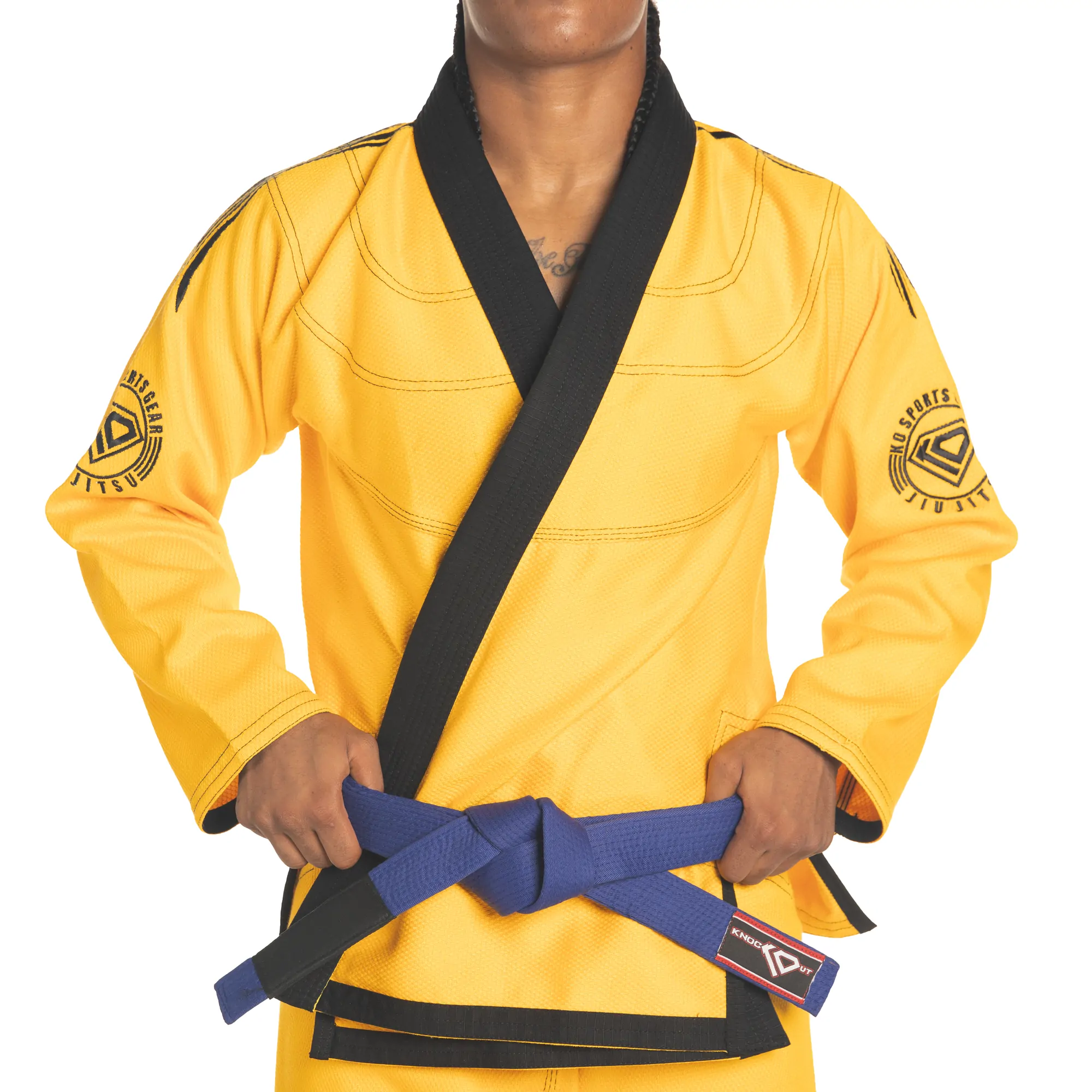 KO Sports Gear's Yellow Wave Adult Gi - BJJ Kimono and Pants - Pearl Weave - For Jiu Jitsu - Image 6