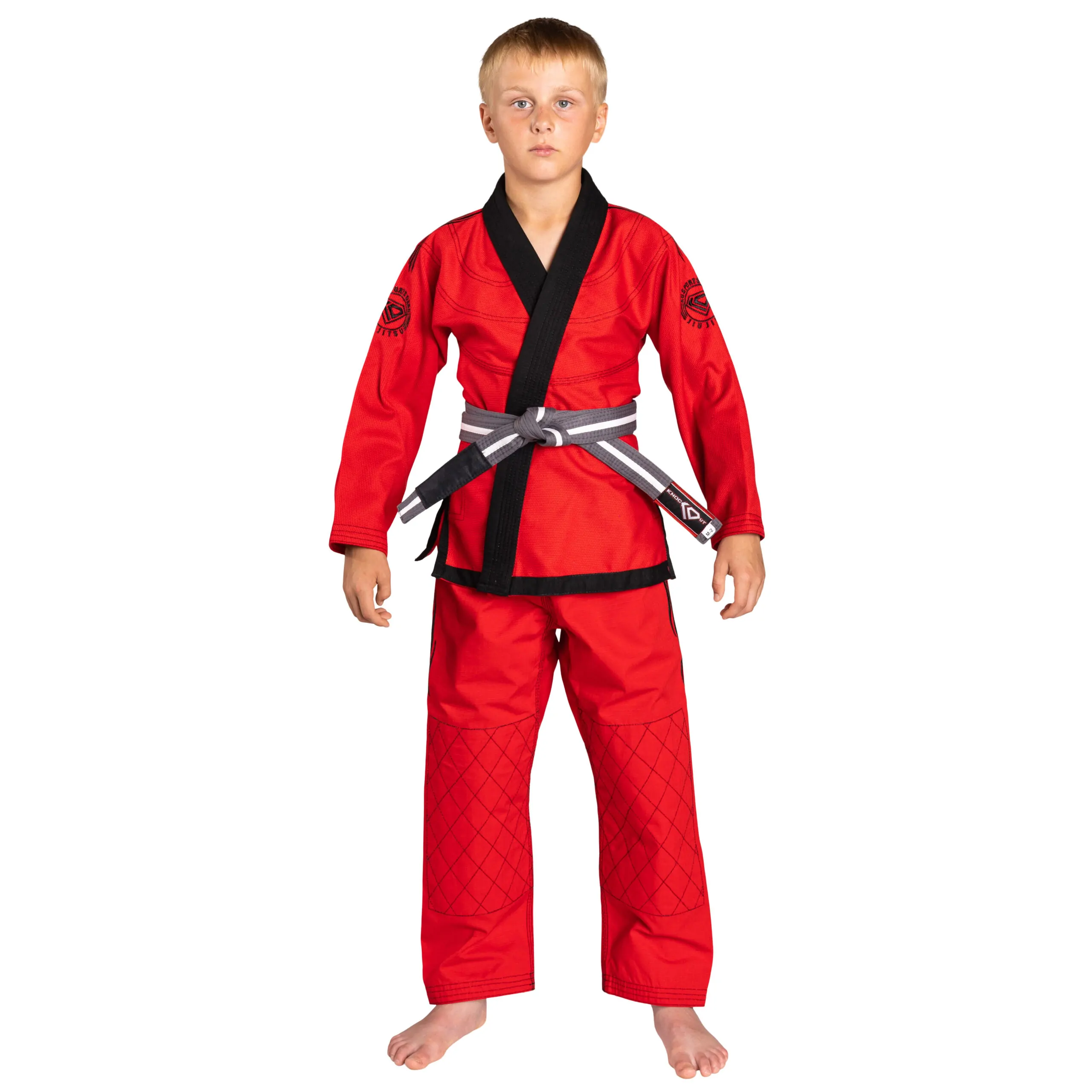 KO Sports Gear's Red Wave Kids Gi - BJJ Kimono and Pants - Pearl Weave - For Jiu Jitsu - Image 4