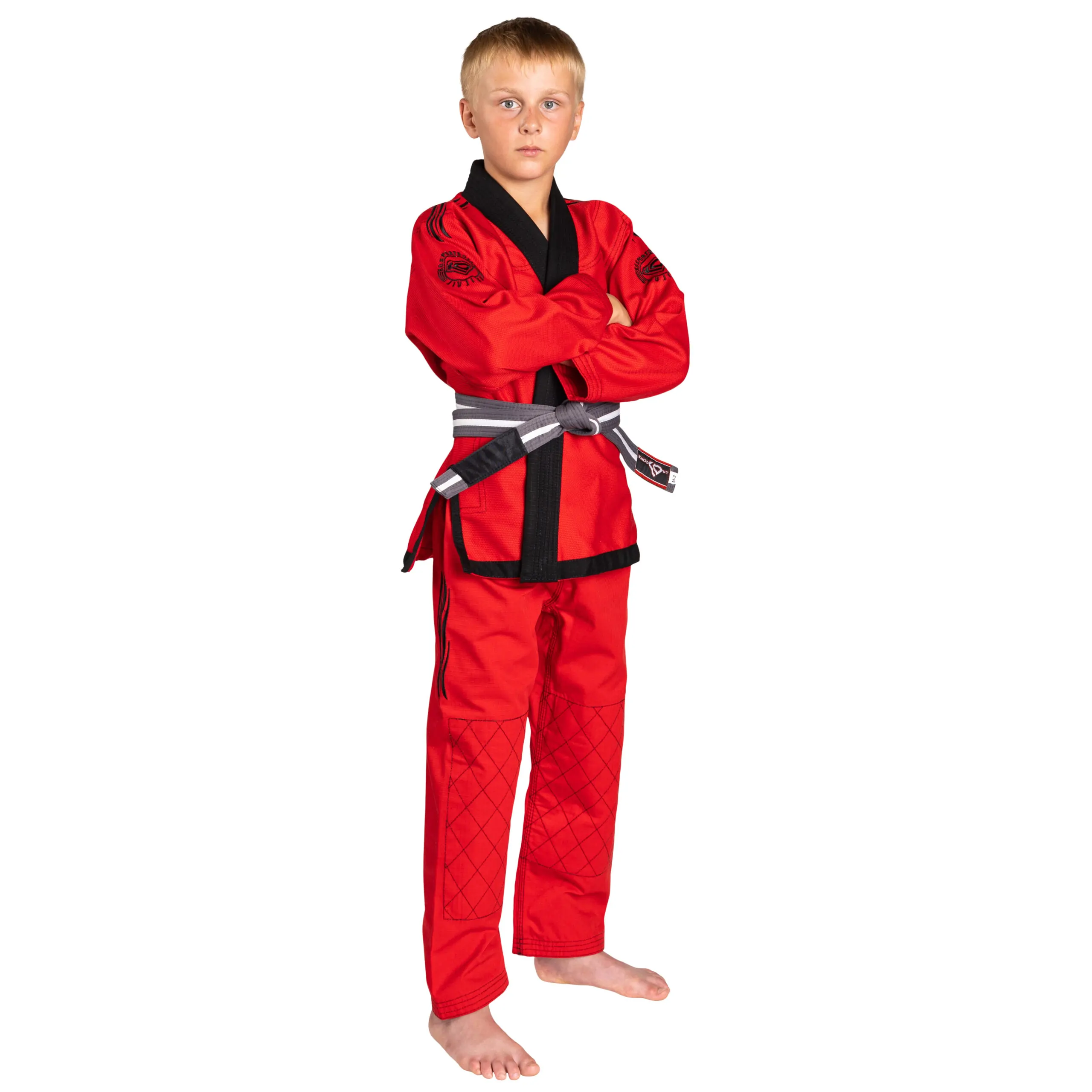 KO Sports Gear's Red Wave Kids Gi - BJJ Kimono and Pants - Pearl Weave - For Jiu Jitsu - Image 6