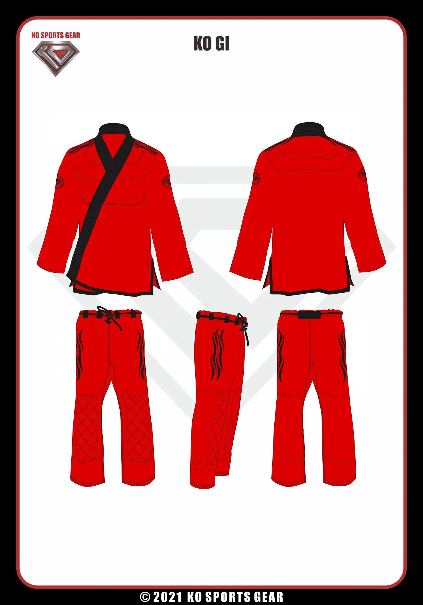KO Sports Gear's Red Wave Adult Gi - BJJ Kimono and Pants - Pearl Weave - For Jiu Jitsu - Image 10