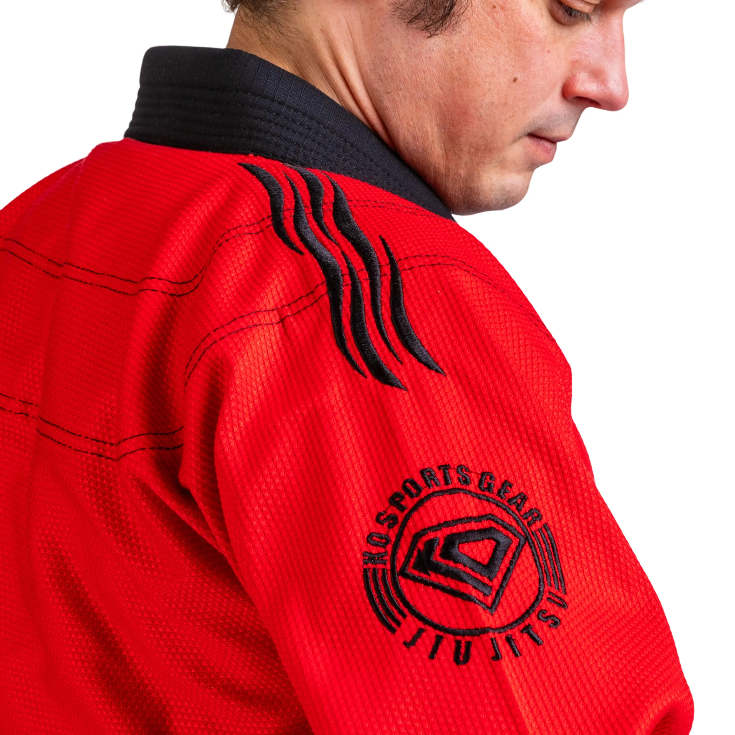 KO Sports Gear's Red Wave Adult Gi - BJJ Kimono and Pants - Pearl Weave - For Jiu Jitsu - Image 3